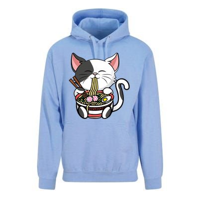 Kawaii Cat Eating Ramen Noodles Japanese Funny Anime Neko Unisex Surf Hoodie