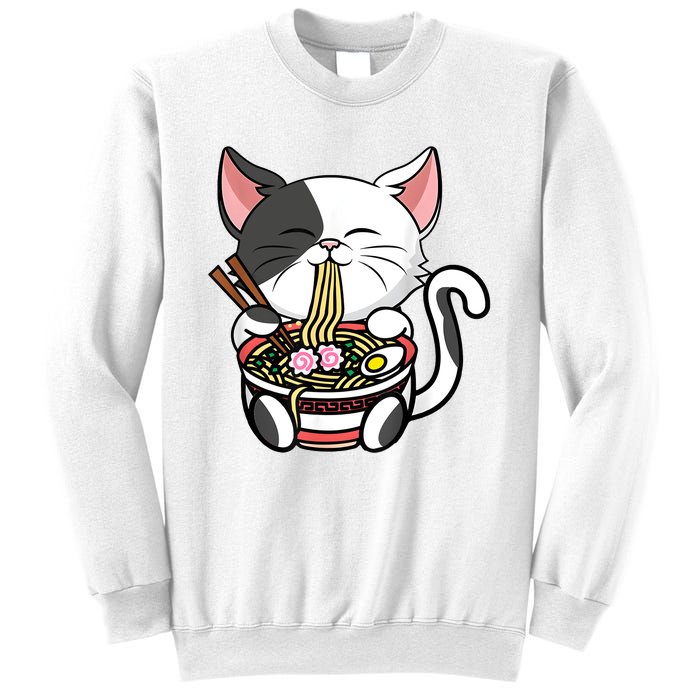 Kawaii Cat Eating Ramen Noodles Japanese Funny Anime Neko Sweatshirt