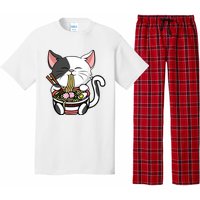 Kawaii Cat Eating Ramen Noodles Japanese Funny Anime Neko Pajama Set