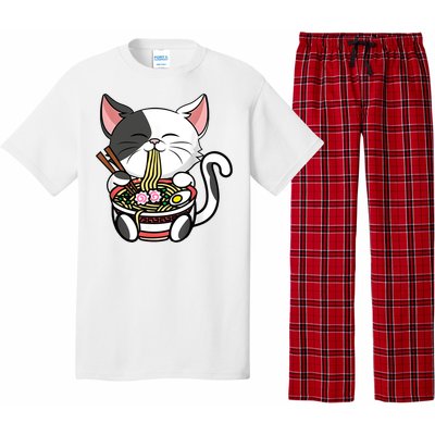 Kawaii Cat Eating Ramen Noodles Japanese Funny Anime Neko Pajama Set