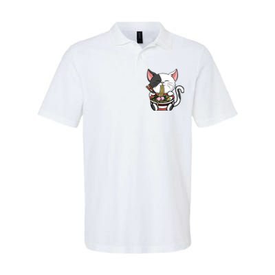 Kawaii Cat Eating Ramen Noodles Japanese Funny Anime Neko Softstyle Adult Sport Polo