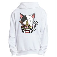 Kawaii Cat Eating Ramen Noodles Japanese Funny Anime Neko Urban Pullover Hoodie