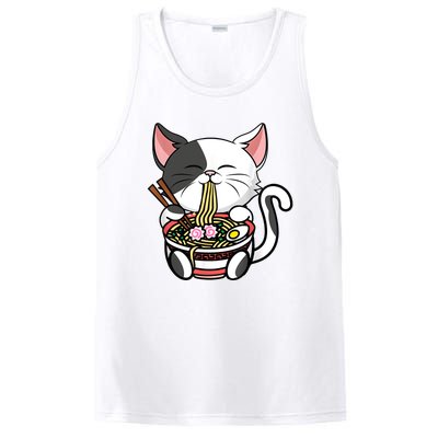 Kawaii Cat Eating Ramen Noodles Japanese Funny Anime Neko PosiCharge Competitor Tank