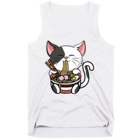 Kawaii Cat Eating Ramen Noodles Japanese Funny Anime Neko Tank Top