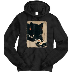 Kawaii Cat Eating Sushi Funny Japanese Anime Cute Cat Tie Dye Hoodie