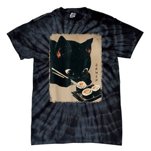 Kawaii Cat Eating Sushi Funny Japanese Anime Cute Cat Tie-Dye T-Shirt