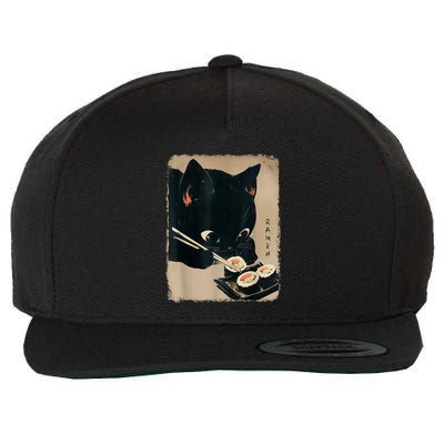 Kawaii Cat Eating Sushi Funny Japanese Anime Cute Cat Wool Snapback Cap