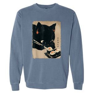 Kawaii Cat Eating Sushi Funny Japanese Anime Cute Cat Garment-Dyed Sweatshirt