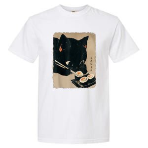 Kawaii Cat Eating Sushi Funny Japanese Anime Cute Cat Garment-Dyed Heavyweight T-Shirt