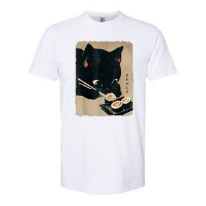 Kawaii Cat Eating Sushi Funny Japanese Anime Cute Cat Softstyle CVC T-Shirt