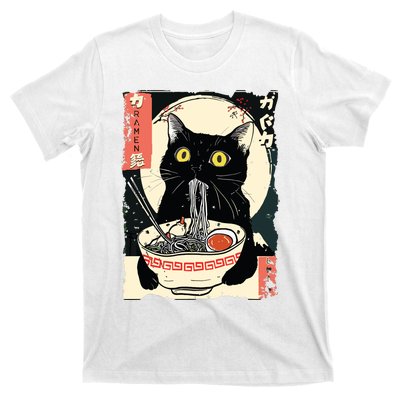 Kawaii Cat Eating Ramen Noodles Funny Anime Gift Girl T-Shirt