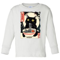 Kawaii Cat Eating Ramen Noodles Funny Anime Gift Girl Toddler Long Sleeve Shirt