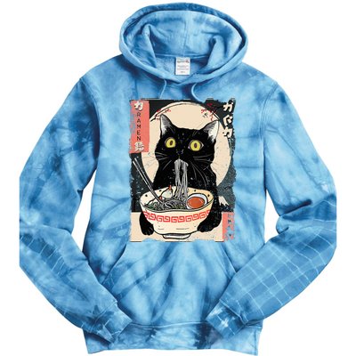 Kawaii Cat Eating Ramen Noodles Funny Anime Tie Dye Hoodie