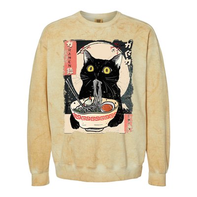 Kawaii Cat Eating Ramen Noodles Funny Anime Colorblast Crewneck Sweatshirt