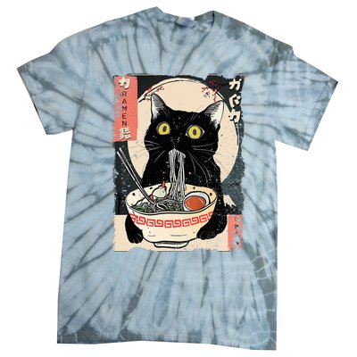 Kawaii Cat Eating Ramen Noodles Funny Anime Tie-Dye T-Shirt