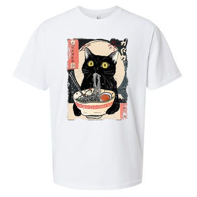 Kawaii Cat Eating Ramen Noodles Funny Anime Sueded Cloud Jersey T-Shirt