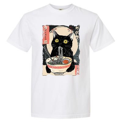 Kawaii Cat Eating Ramen Noodles Funny Anime Garment-Dyed Heavyweight T-Shirt