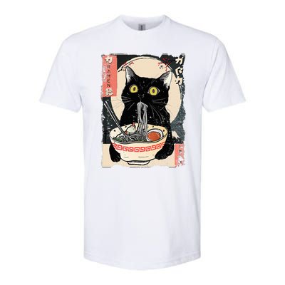 Kawaii Cat Eating Ramen Noodles Funny Anime Softstyle CVC T-Shirt