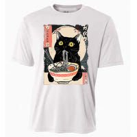 Kawaii Cat Eating Ramen Noodles Funny Anime Cooling Performance Crew T-Shirt