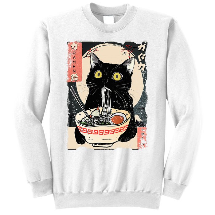 Kawaii Cat Eating Ramen Noodles Funny Anime Sweatshirt