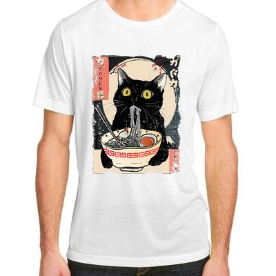 Kawaii Cat Eating Ramen Noodles Funny Anime Adult ChromaSoft Performance T-Shirt