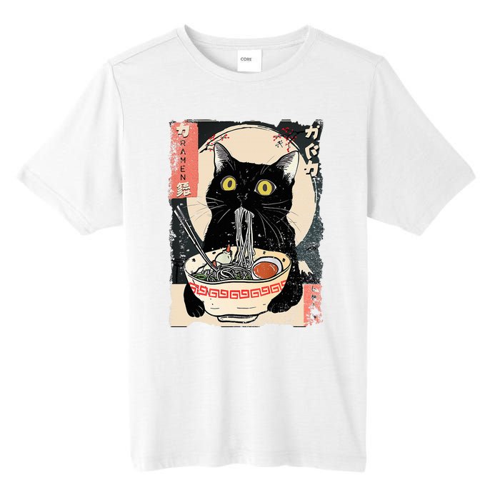 Kawaii Cat Eating Ramen Noodles Funny Anime Tall Fusion ChromaSoft Performance T-Shirt