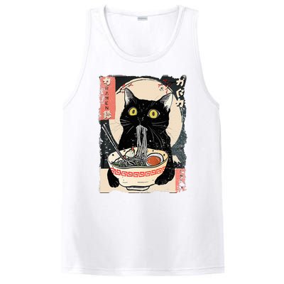 Kawaii Cat Eating Ramen Noodles Funny Anime PosiCharge Competitor Tank