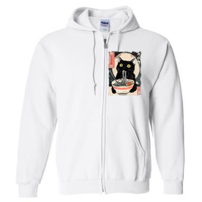 Kawaii Cat Eating Ramen Noodles Funny Anime Full Zip Hoodie