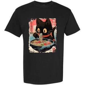 Kawaii Cat Eating Ramen Noodles Anime Garment-Dyed Heavyweight T-Shirt