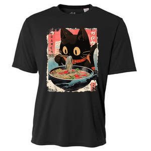 Kawaii Cat Eating Ramen Noodles Anime Cooling Performance Crew T-Shirt