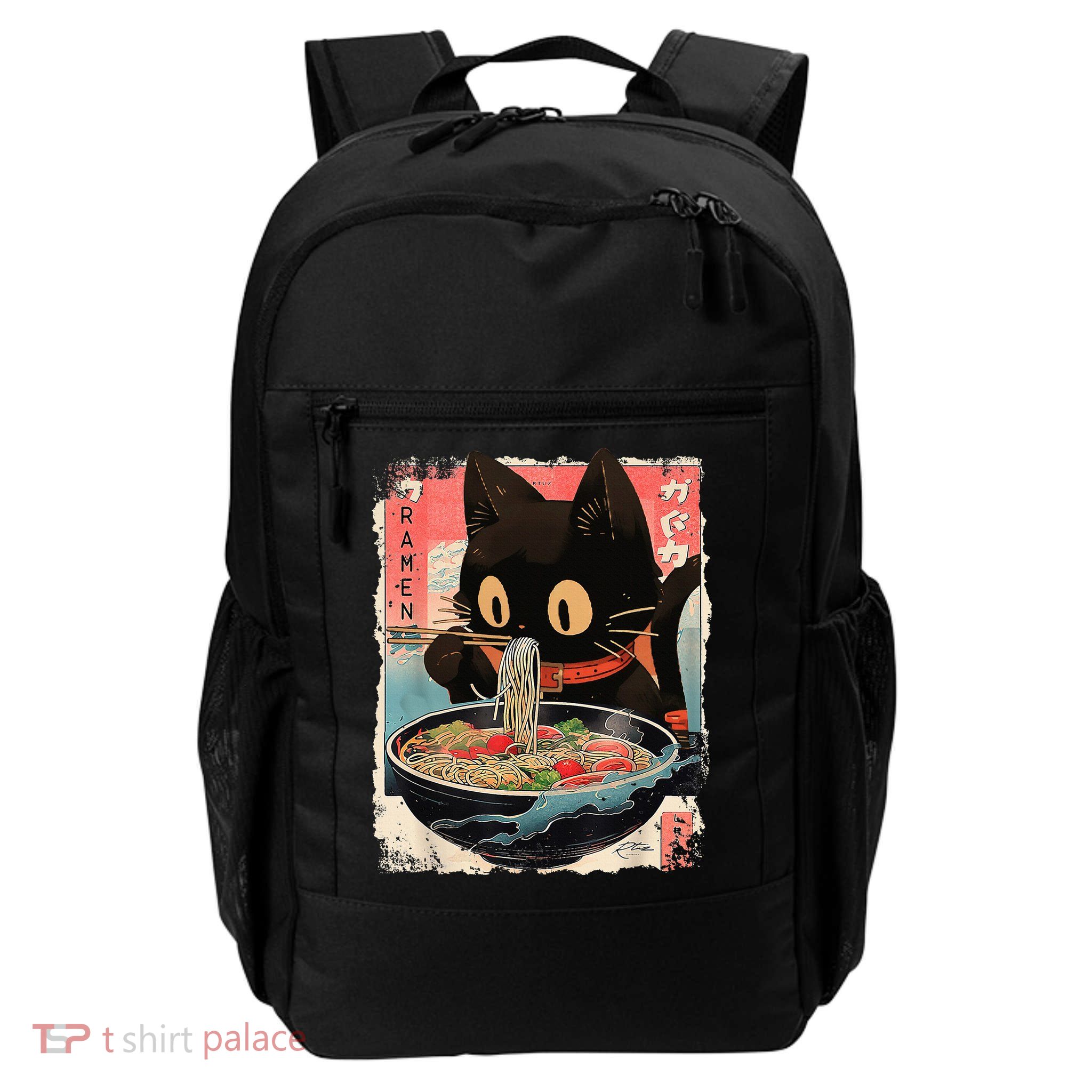 Kawaii Cat Eating Ramen Noodles Anime Backpack