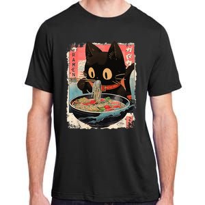 Kawaii Cat Eating Ramen Noodles Anime Adult ChromaSoft Performance T-Shirt