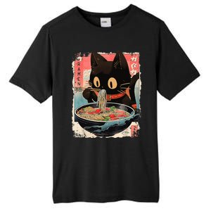 Kawaii Cat Eating Ramen Noodles Anime Tall Fusion ChromaSoft Performance T-Shirt