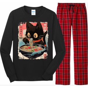 Kawaii Cat Eating Ramen Noodles Anime Long Sleeve Pajama Set