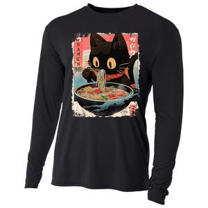 Kawaii Cat Eating Ramen Noodles Anime Cooling Performance Long Sleeve Crew