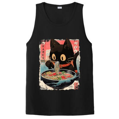 Kawaii Cat Eating Ramen Noodles Anime PosiCharge Competitor Tank