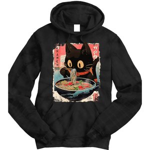 Kawaii Cat Eating Ramen Noodles Anime Tie Dye Hoodie