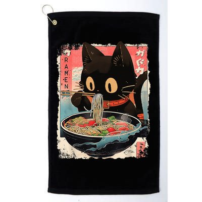 Kawaii Cat Eating Ramen Noodles Anime Golf Towel