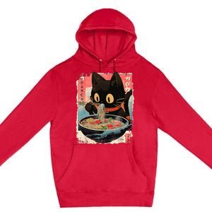 Kawaii Cat Eating Ramen Noodles Anime Premium Pullover Hoodie