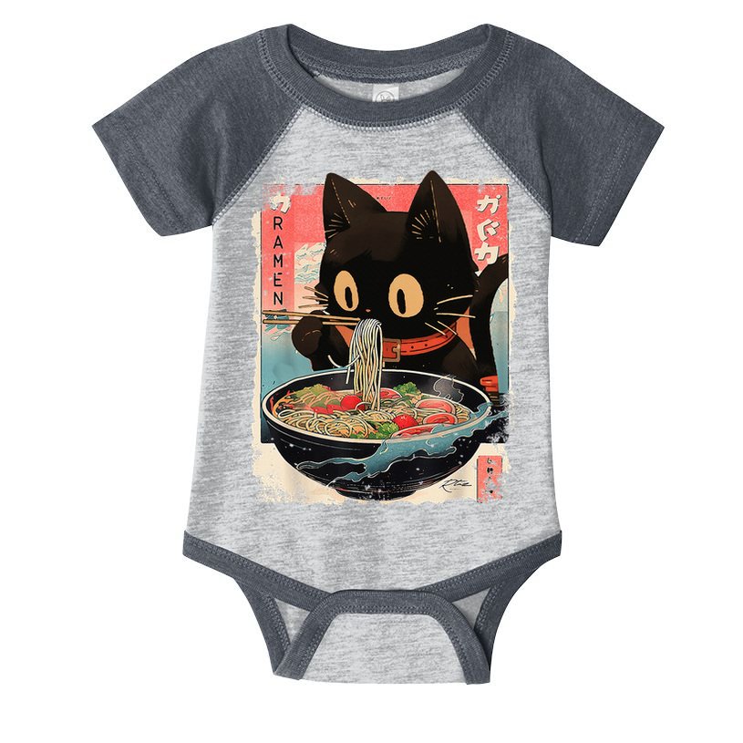 Kawaii Cat Eating Ramen Noodles Anime Infant Baby Jersey Bodysuit