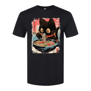 Kawaii Cat Eating Ramen Noodles Anime Softstyle CVC T-Shirt