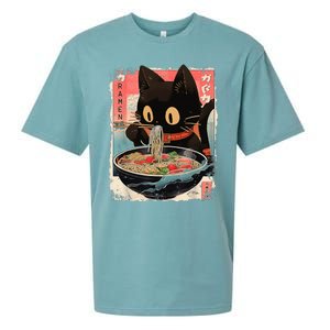 Kawaii Cat Eating Ramen Noodles Anime Sueded Cloud Jersey T-Shirt