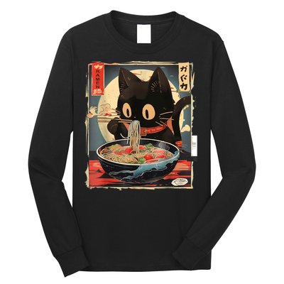 Kawaii Cat Eating Ramen Noodles Anime Gift Long Sleeve Shirt