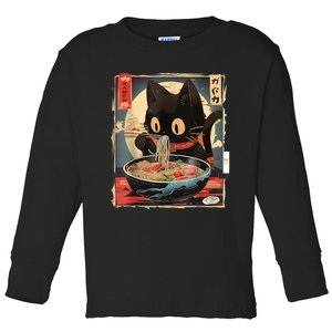 Kawaii Cat Eating Ramen Noodles Anime Gift Toddler Long Sleeve Shirt