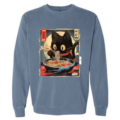 Kawaii Cat Eating Ramen Noodles Anime Gift Garment-Dyed Sweatshirt