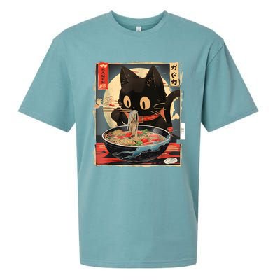 Kawaii Cat Eating Ramen Noodles Anime Gift Sueded Cloud Jersey T-Shirt