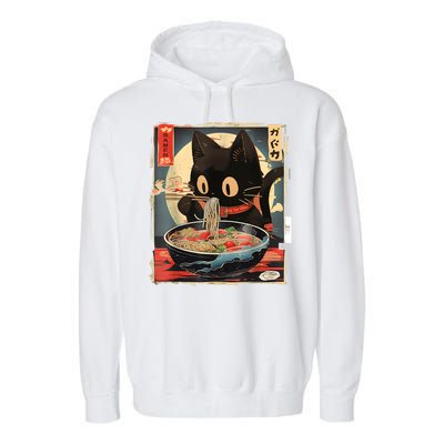 Kawaii Cat Eating Ramen Noodles Anime Gift Garment-Dyed Fleece Hoodie