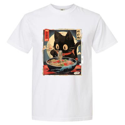 Kawaii Cat Eating Ramen Noodles Anime Gift Garment-Dyed Heavyweight T-Shirt