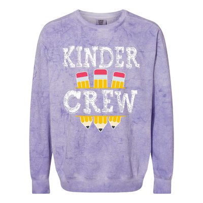 Kinder Crew Fun Kindergarten Squad Teacher 1st Day of School Colorblast Crewneck Sweatshirt