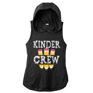 Kinder Crew Fun Kindergarten Squad Teacher 1st Day of School Ladies PosiCharge Tri-Blend Wicking Draft Hoodie Tank